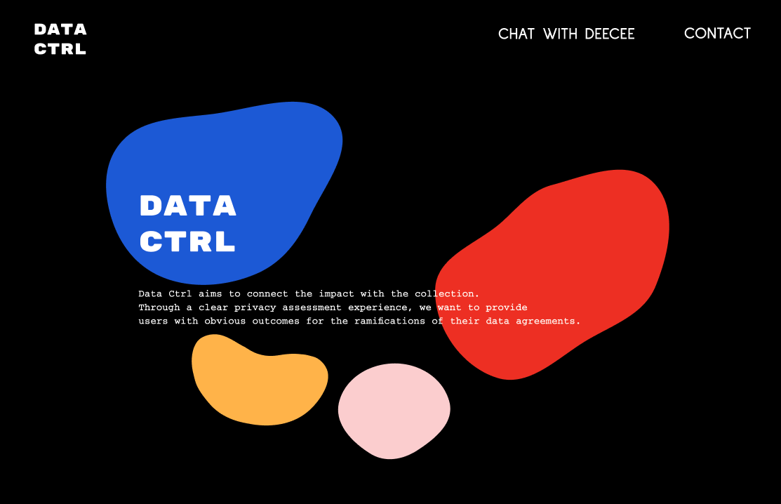 image of the finished splash page of DATA CTRL