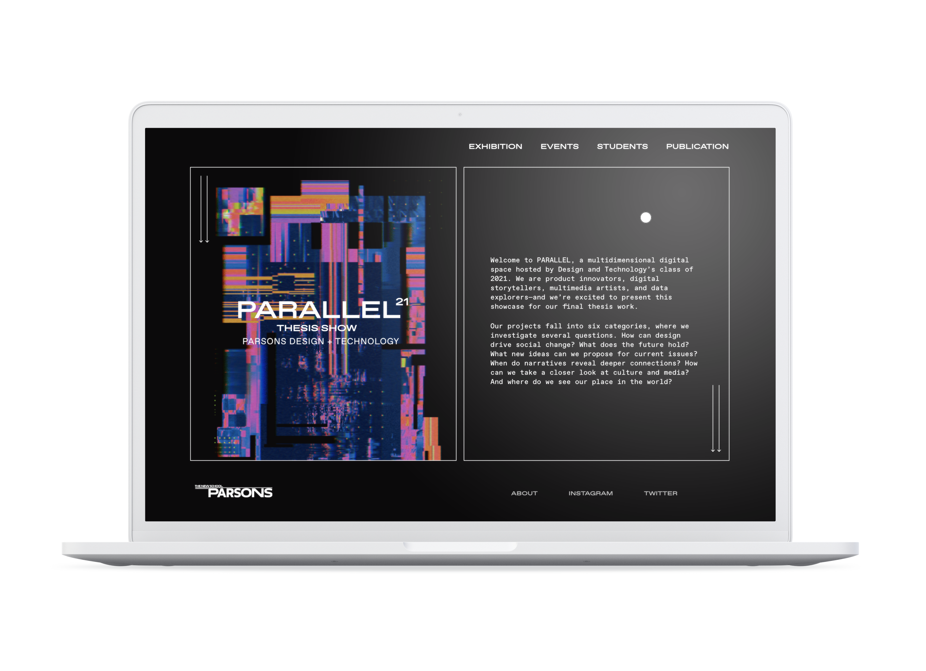 an image of a macbook pro with the PARALLEL homepage on the screen