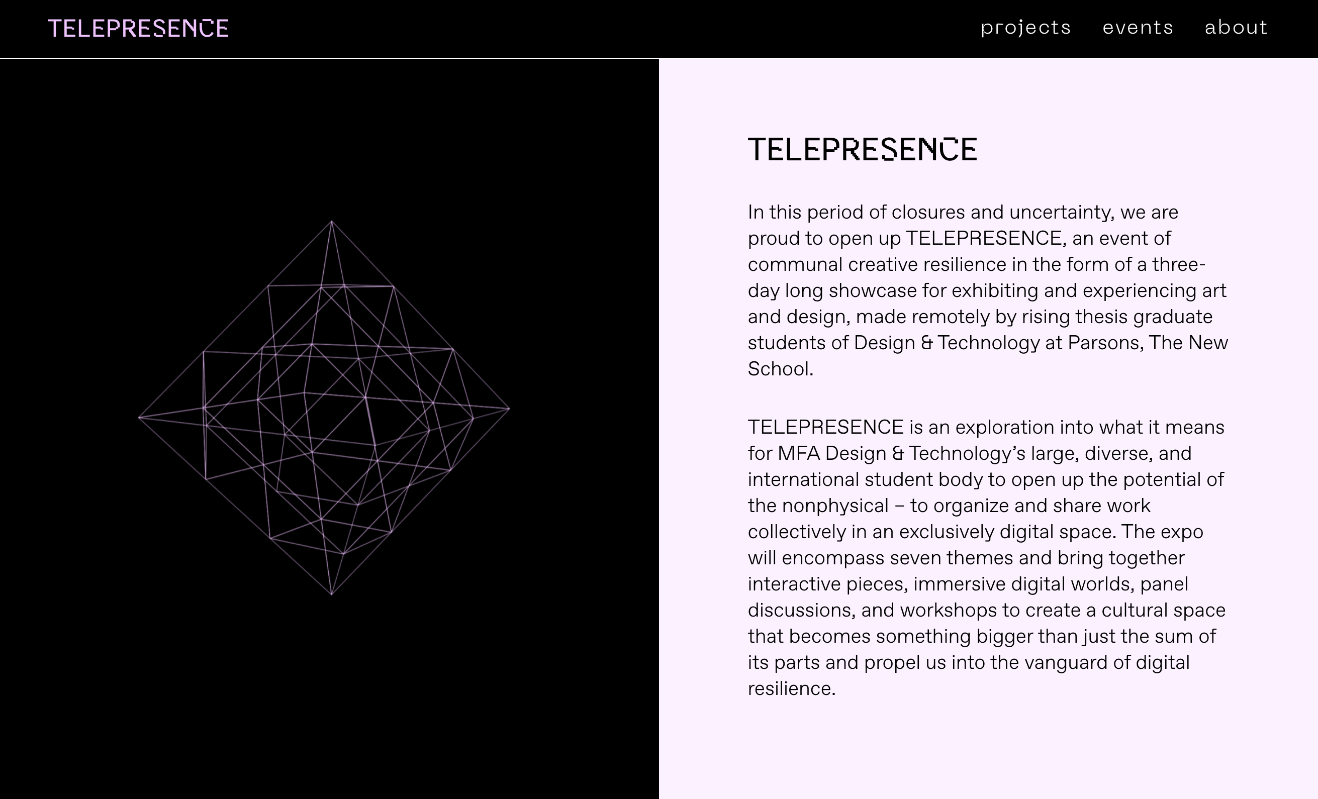 a screenshot of the about page of the Telepresence show website